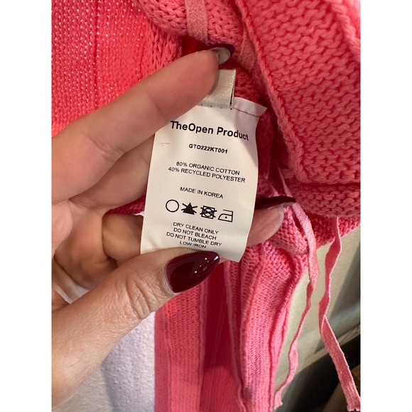 TheOpen Product Pink Ribbed Knit Lace Up Shrug Bolero Cardigan Size 1 Y2K - Picture 8 of 8